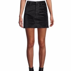 BLANK NYC black micro brushed velvet raw hem mini skirt